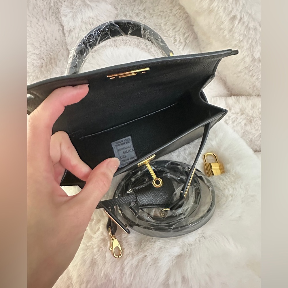 Top Handle or Crossbody Classic Mini Epsom Bag with Gold Hardware in Black - Picture 5 of 6